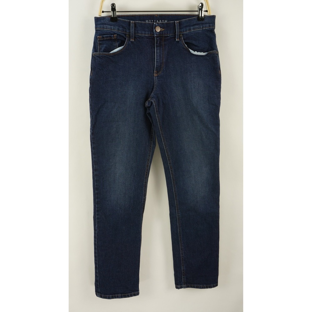 Mott & Bow Women's 29 x 30 Dark Blue Stretch Denim Straight Leg Boyfriend‎ Jeans